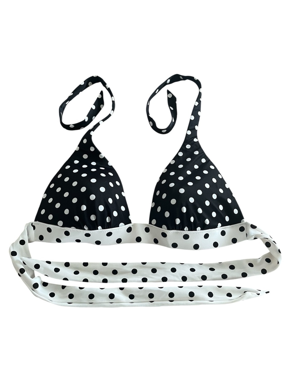 Victoria's Secret Black & White Polka Dot Triangle Bikini Top